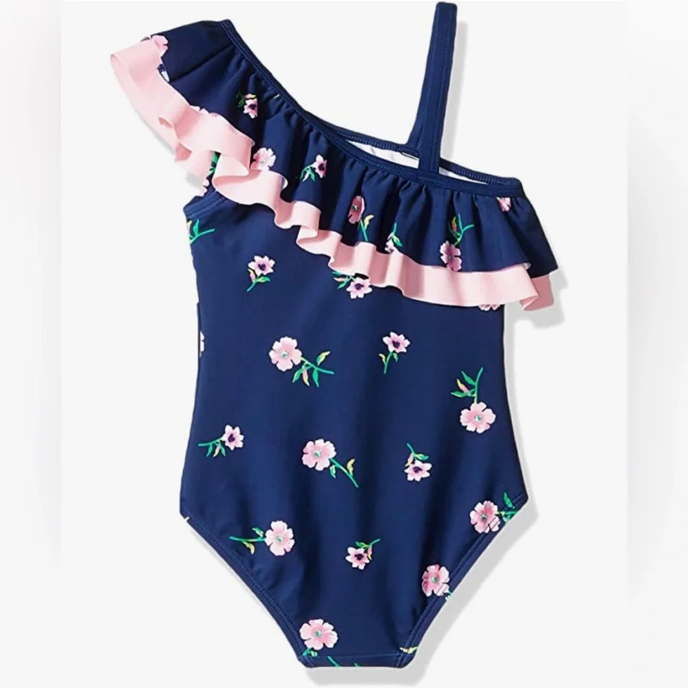 Kanu Surf Girls' Morgan Floral Ruffle 1-Shoulder‎ 1-Piece Swimsuit